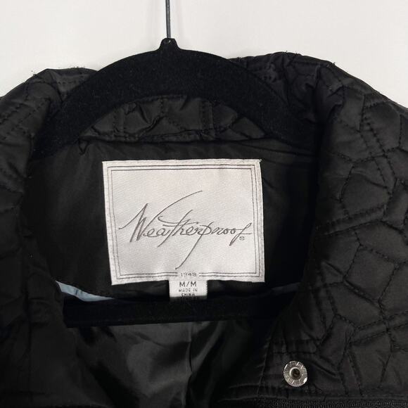 Weatherproof Womens Medium M Black Quilted Jacket Snap Zip Front Cinch Back - Picture 7 of 9
